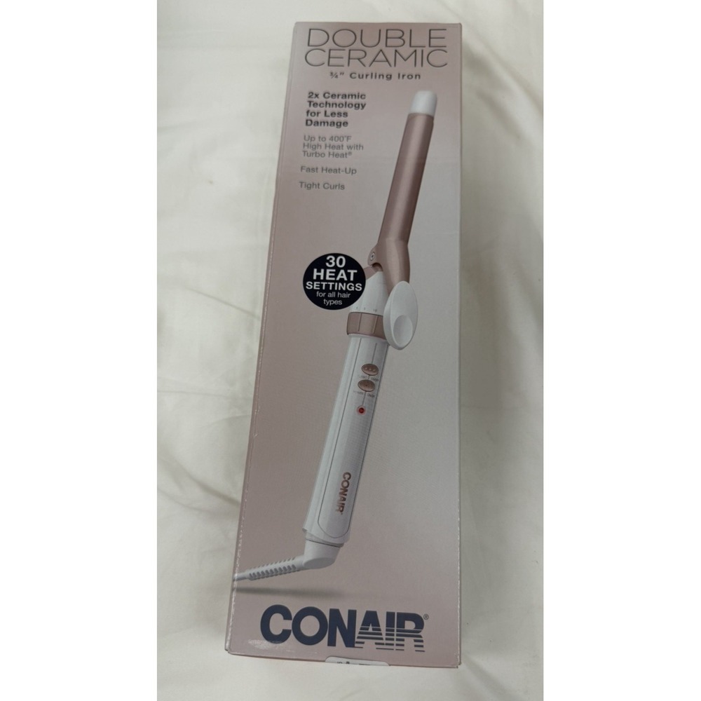 Conair Double Ceramic Curling Iron White/Rose Gold 3/4 Inch Barrel